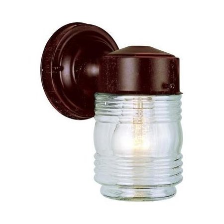 TRANS GLOBE One Light Rust Clear Ribbed Jar Glass Wall Light 4900 RT